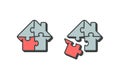 Vector icon of house shape four puzzle pieces Royalty Free Stock Photo