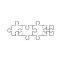 Vector icon concept of jigsaw puzzle pieces connected to each other. Black outline Royalty Free Stock Photo