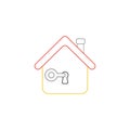 Vector icon concept of key lock or unlock house keyhole Royalty Free Stock Photo