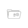 Vector icon concept of key unlock folder keyhole. Black outline Royalty Free Stock Photo