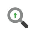 Vector icon concept of magnifying glass with arrow moving up Royalty Free Stock Photo