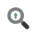 Vector icon concept of magnifying glass with arrow up Royalty Free Stock Photo