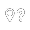 Vector icon concept of map pointer with question mark Royalty Free Stock Photo