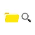 Vector icon concept of opened file folder with magnifying glass Royalty Free Stock Photo