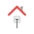 Vector icon concept of plug plugged into outlet under house roof