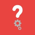 Vector icon concept of question mark with gears on red background Royalty Free Stock Photo