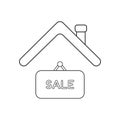 Vector icon concept of sale hanging sign under roof