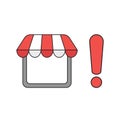 Vector icon concept of shop store and exclamation mark Royalty Free Stock Photo