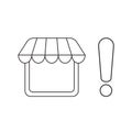 Vector icon concept of shop store and exclamation mark Royalty Free Stock Photo