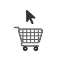 Vector icon concept of shopping cart with mouse cursor Royalty Free Stock Photo