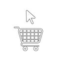 Vector icon concept of shopping cart with mouse cursor Royalty Free Stock Photo