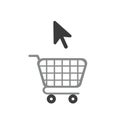 Vector icon concept of shopping cart with mouse cursor Royalty Free Stock Photo