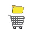 Vector icon concept of shopping cart with opened folder Royalty Free Stock Photo