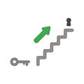 Vector icon concept of stairs with key and arrow showing keyhole Royalty Free Stock Photo