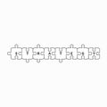 Vector icon concept of strategy word written on eight puzzle jigsaw pieces connected Royalty Free Stock Photo