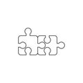 Vector icon concept of two puzzle pieces connected. Black outline Royalty Free Stock Photo