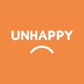 Vector icon concept of unhappy word with sulking mouth on orange