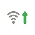 Vector icon concept of wifi wireless symbol with arrow moving up symbolizing high-speed internet connection