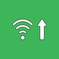 Vector icon concept of wifi wireless symbol with arrow moving up symbolizing high-speed internet connection