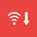 Vector icon concept of wireless wifi symbol with arrow moving do