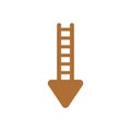 Vector icon concept of wooden ladder with arrow showing down