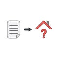 Vector icon concept of written paper and question mark under house roof Royalty Free Stock Photo