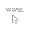 Vector icon concept of www. with mouse cursor Royalty Free Stock Photo