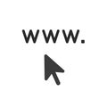 Vector icon concept of www. with mouse cursor Royalty Free Stock Photo