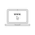 Vector icon concept of www and mouse cursor inside laptop screen Royalty Free Stock Photo