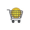 Vector icon concept of dollar moeny coin in shopping cart