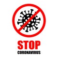 Vector icon of Coronavirus 2019-nCoV Stop sign isolated on white background. The Wuhan coronavirus illustration with