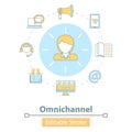 Vector Icon of Cross-Channel, Omnichannel, Online Shopping.