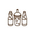 vector icon of cute line doodle soft drink and cola