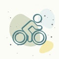 Vector icon of cyclist, sportsman on multicolored background