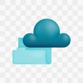 Vector icon with 3d render style of clouds and folders for storing files and documents in cloud computing servers in archives and Royalty Free Stock Photo