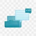 Vector icon with 3d render style of folders and dialog bubbles for storing and archive chat or conversation, comments feedback and
