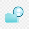 Vector icon with 3d render style of folders and profiles, metaphors for storing, archiving and organizing user data and personal