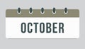 Vector icon day calendar, autumn month October