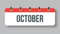 Vector icon day calendar, autumn month October