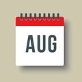 Vector icon day calendar, summer month August