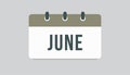 Vector icon day calendar, summer month June