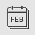 Vector icon day calendar, winter month February Royalty Free Stock Photo