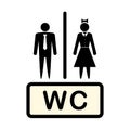 Vector icon denoting man and woman, symbol. Concept. Bathroom. WC, toilet. Illustration isolated on a light background. Royalty Free Stock Photo