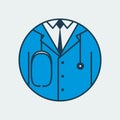 Vector icon of a doctors medical gown with a tie and a stethoscope. It represents medicine overall and family doctor Royalty Free Stock Photo