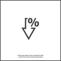 Vector icon down arrow and percentage sign on white isolated background Royalty Free Stock Photo