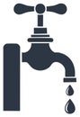 Vector icon of a dripping water tap symbolizing water conservation, leak, and plumbing issues Royalty Free Stock Photo