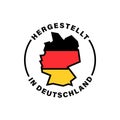 Vector icon featuring the German map and Hergestellt in Deutschland text Royalty Free Stock Photo