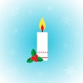 Vector icon of flat style candle with Christmas star plant on winter background Royalty Free Stock Photo