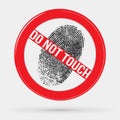Vector icon forbidden to leave fingerprints, touch, stop sign, ban, fingerprint
