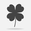 Vector icon four-leafed clover. Vector illustration on a gray ba